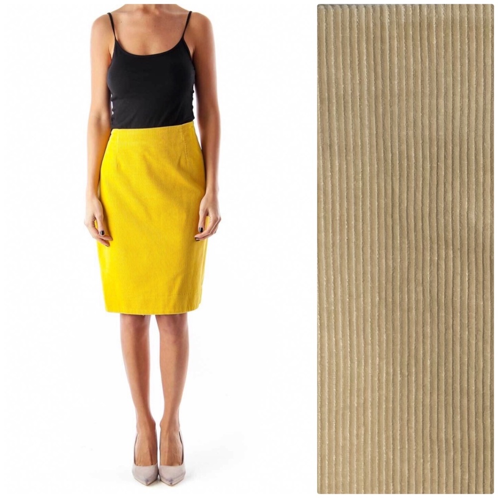 Anthropologie Maeve Beige Corduroy 100% Cotton Pencil Skirt Size 2 Neutral